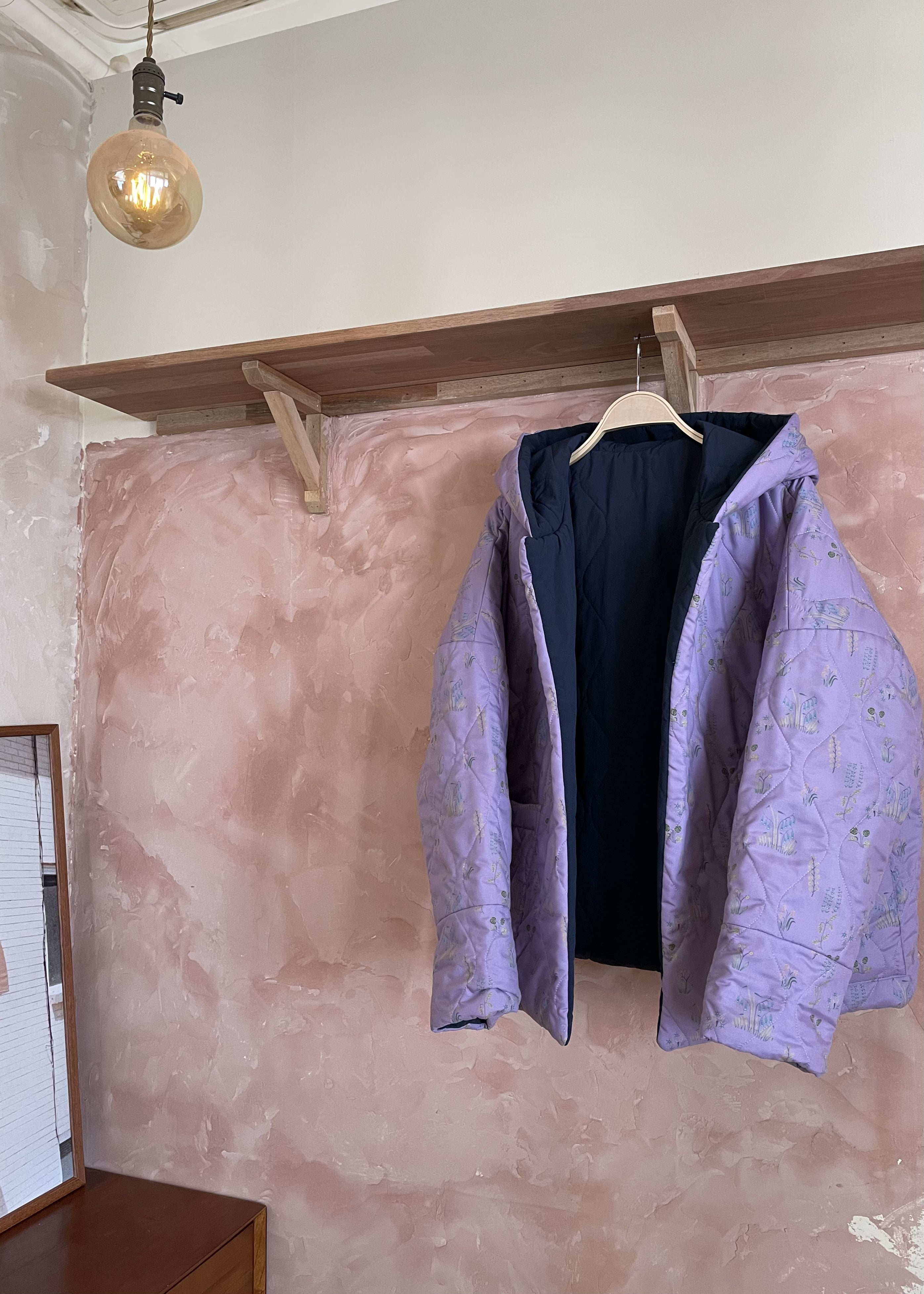 reversible quilted short jacket_lavender