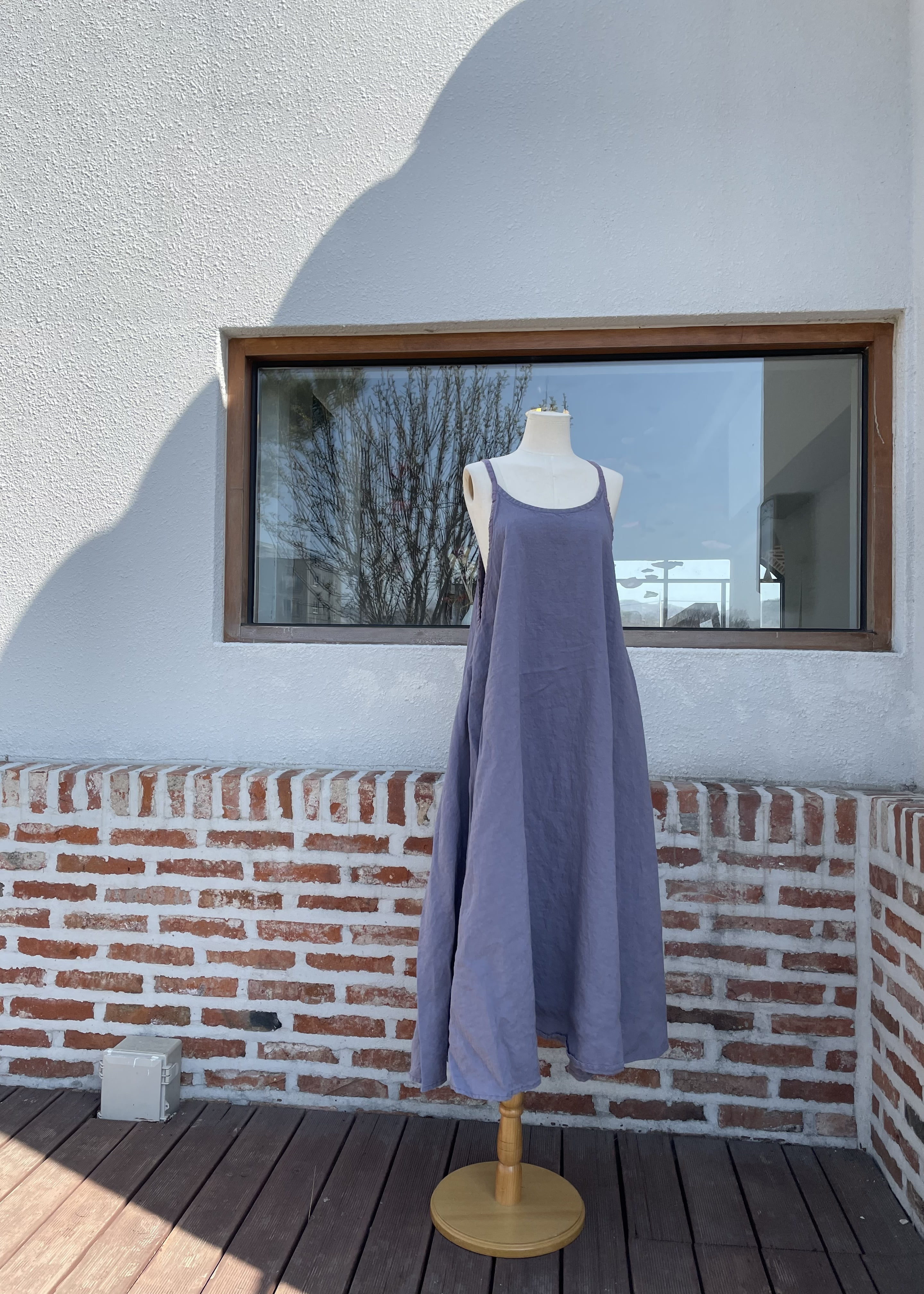 grayish violet A-line strap dress