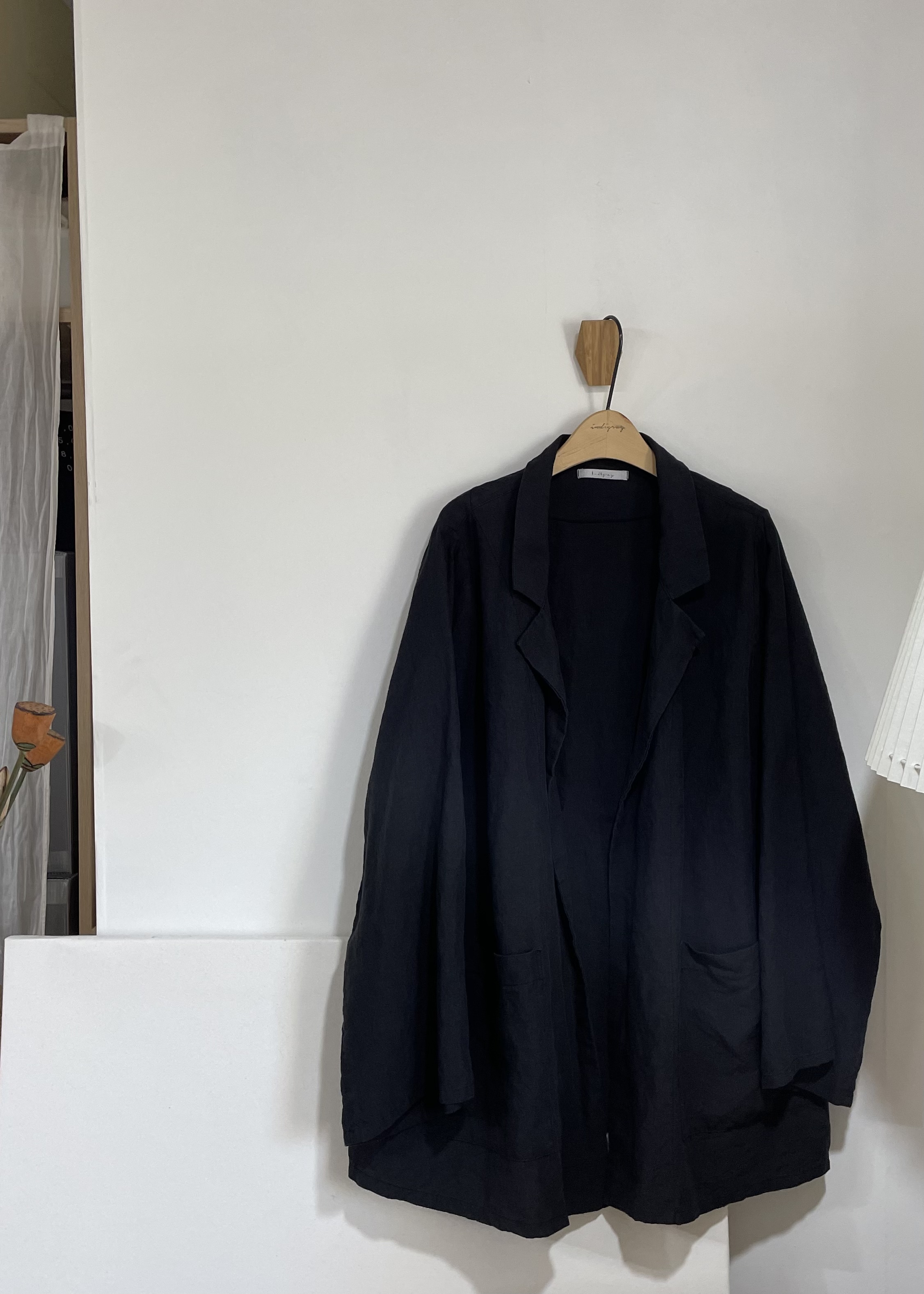black linen A-line jacket